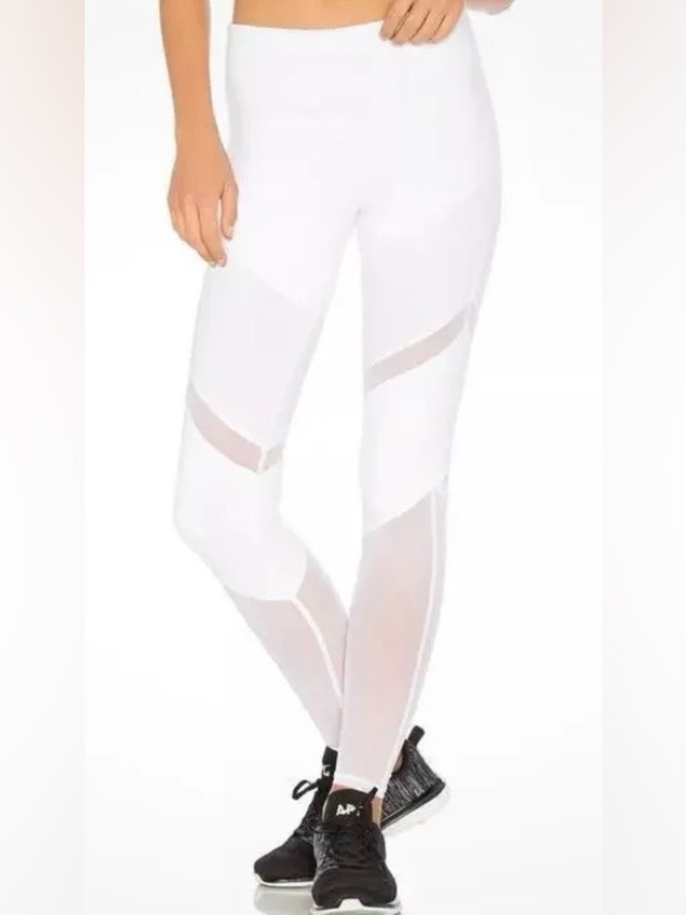 ALO Yoga White Mesh-Panel Leggings for Women